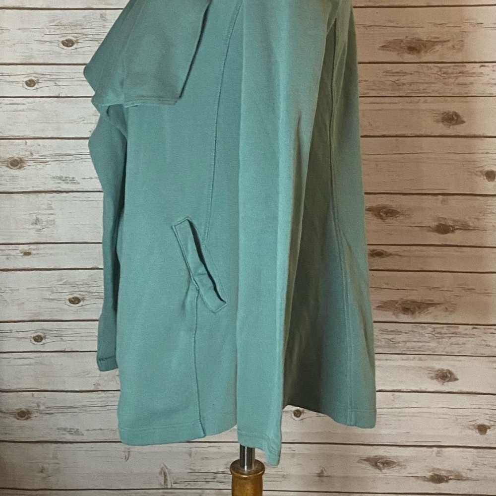 Anthropologie Saturday Sunday lagenlook green cotton waterfall cardigan jacket - Picture 4 of 6